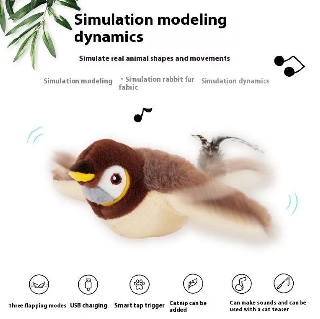 Flapping Bird Cat Toy – Rechargeable Interactive Bird for Indoor Cats